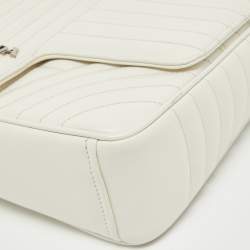 Prada White Diagramme Leather Flap Crossbody Bag