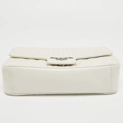Prada White Diagramme Leather Flap Crossbody Bag