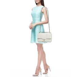 Prada White Diagramme Leather Flap Crossbody Bag