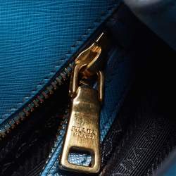 Prada Two Tone Blue Saffiano Lux Leather Tote