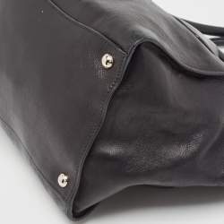 Pre Owned Prada Black Glazed Leather Twin Pocket Double Handle Tote