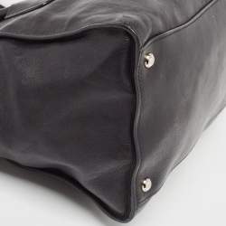 Pre Owned Prada Black Glazed Leather Twin Pocket Double Handle Tote