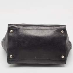 Pre Owned Prada Black Glazed Leather Twin Pocket Double Handle Tote
