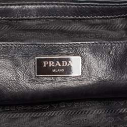 Pre Owned Prada Black Glazed Leather Twin Pocket Double Handle Tote