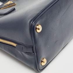 Pre Owned Prada Navy Blue Saffiano Patent Leather Small Promenade Satchel