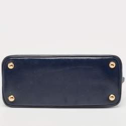 Pre Owned Prada Navy Blue Saffiano Patent Leather Small Promenade Satchel