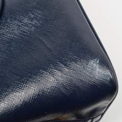 Pre Owned Prada Navy Blue Saffiano Patent Leather Small Promenade Satchel