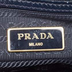 Pre Owned Prada Navy Blue Saffiano Patent Leather Small Promenade Satchel