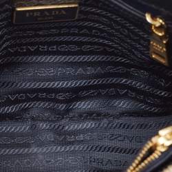 Pre Owned Prada Navy Blue Saffiano Patent Leather Small Promenade Satchel