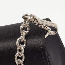 Prada Black Satin Crystals Embellished Flap Chain Clutch
