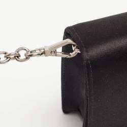 Prada Black Satin Crystals Embellished Flap Chain Clutch