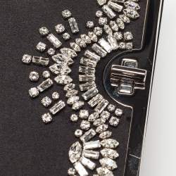 Prada Black Satin Crystals Embellished Flap Chain Clutch