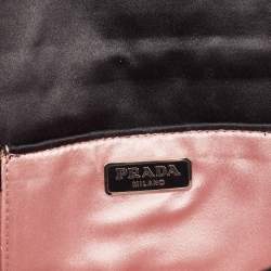 Prada Black/Red Satin Crystals Embellished Flap Clutch
