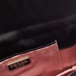Prada Black/Red Satin Crystals Embellished Flap Clutch