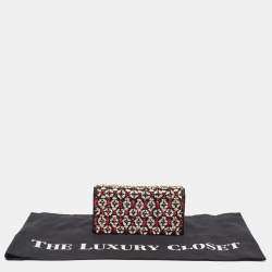 Prada Black/Red Satin Crystals Embellished Flap Clutch