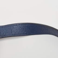 Prada Blue Saffiano and Soft Leather Chain Flap Shoulder Bag