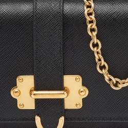 Prada Black Saffiano Leather Cahier Wallet on Chain