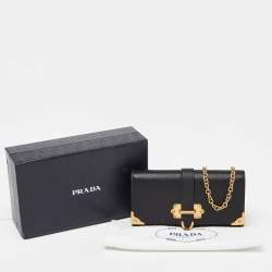 Prada Black Saffiano Leather Cahier Wallet on Chain