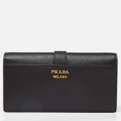Prada Black Saffiano Leather Cahier Wallet on Chain