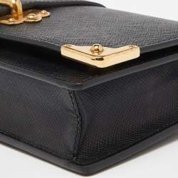Prada Black Saffiano Leather Cahier Wallet on Chain