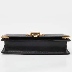 Prada Black Saffiano Leather Cahier Wallet on Chain