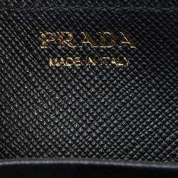 Prada Black Saffiano Leather Cahier Wallet on Chain