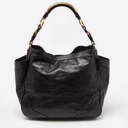 Pre Owned Prada Black Vitello Daino Leather Leather Hobo
