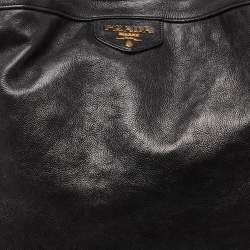 Prada Black Vitello Daino Leather Leather Hobo