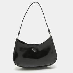 Pre Owned Prada Black Brushed Leather Cleo Shoulder Bag