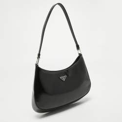 Pre Owned Prada Black Brushed Leather Cleo Shoulder Bag