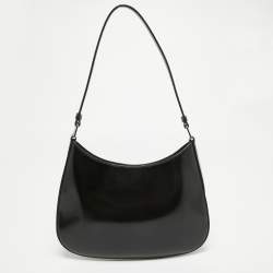 Pre Owned Prada Black Brushed Leather Cleo Shoulder Bag