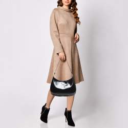 Pre Owned Prada Black Brushed Leather Cleo Shoulder Bag