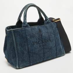 Prada Dark Blue Denim Canapa Tote