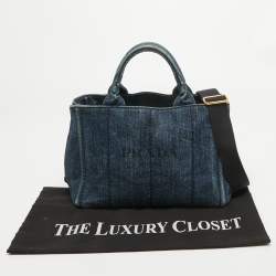 Prada Dark Blue Denim Canapa Tote