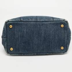 Prada Dark Blue Denim Canapa Tote