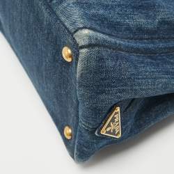 Prada Dark Blue Denim Canapa Tote