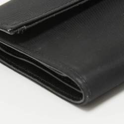Pre Owned Prada Black Nylon Logo Flap Trifold Wallet