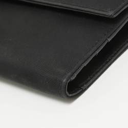 Pre Owned Prada Black Nylon Logo Flap Trifold Wallet