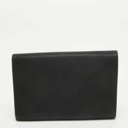 Pre Owned Prada Black Nylon Logo Flap Trifold Wallet