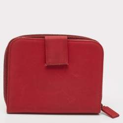 Pre Owned Prada Red Nylon French Flap Wallet