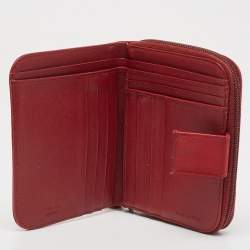 Pre Owned Prada Red Nylon French Flap Wallet