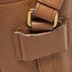 Prada Brown Vitello Daino Leather Logo Shoulder Bag