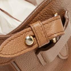 Prada Brown Vitello Daino Leather Logo Shoulder Bag