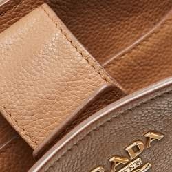Prada Brown Vitello Daino Leather Logo Shoulder Bag