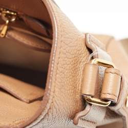 Prada Brown Vitello Daino Leather Logo Shoulder Bag