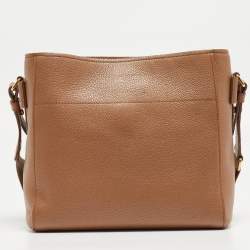 Prada Brown Vitello Daino Leather Logo Shoulder Bag