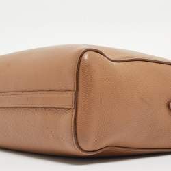 Prada Brown Vitello Daino Leather Logo Shoulder Bag