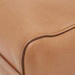 Prada Brown Vitello Daino Leather Logo Shoulder Bag