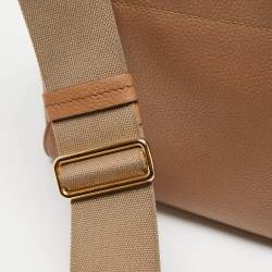 Prada Brown Vitello Daino Leather Logo Shoulder Bag