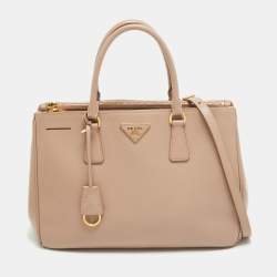 Prada Rose Poudre Saffiano Lux Leather Medium Double Zip Tote